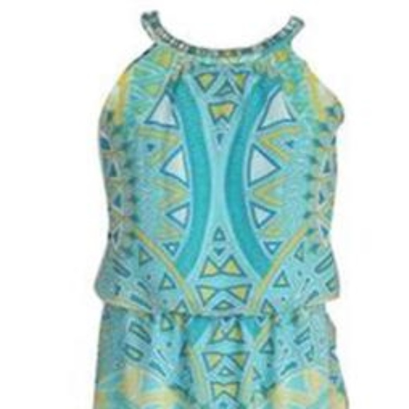 MSK - Multi color Printed Halter Maxi Dress - Picture 3 of 4